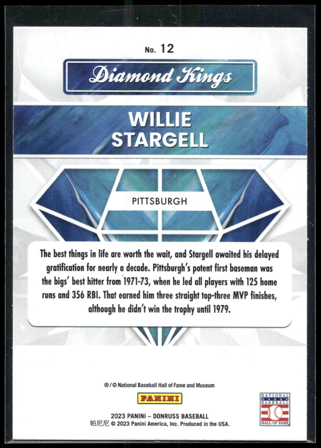 2023 Donruss #12 Willie Stargell Holo Blue