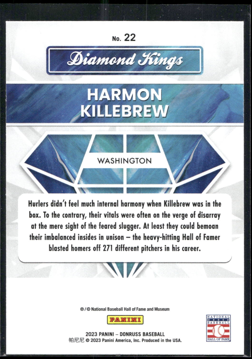 2023 Donruss #22 Harmon Killebrew Holo Blue