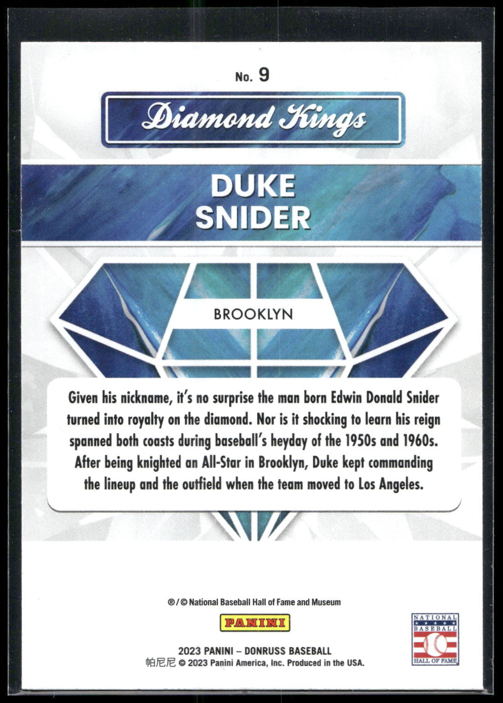 2023 Donruss #9 Duke Snider Holo Blue