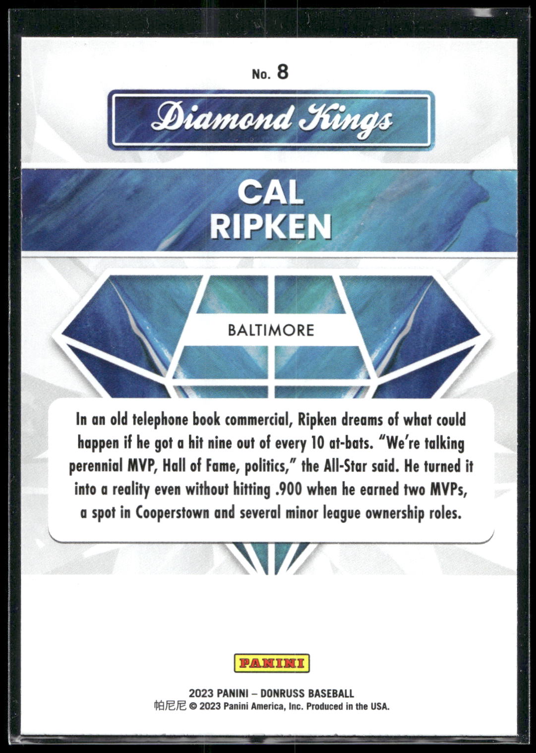 2023 Donruss #8 Cal Ripken Holo Blue
