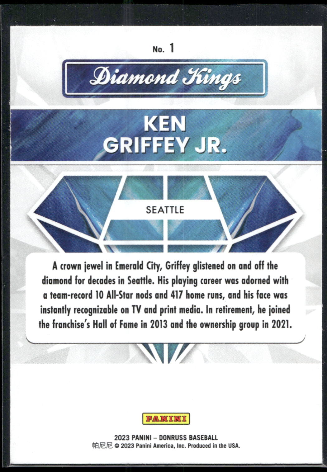 2023 Donruss #1 Ken Griffey Jr. Holo Blue