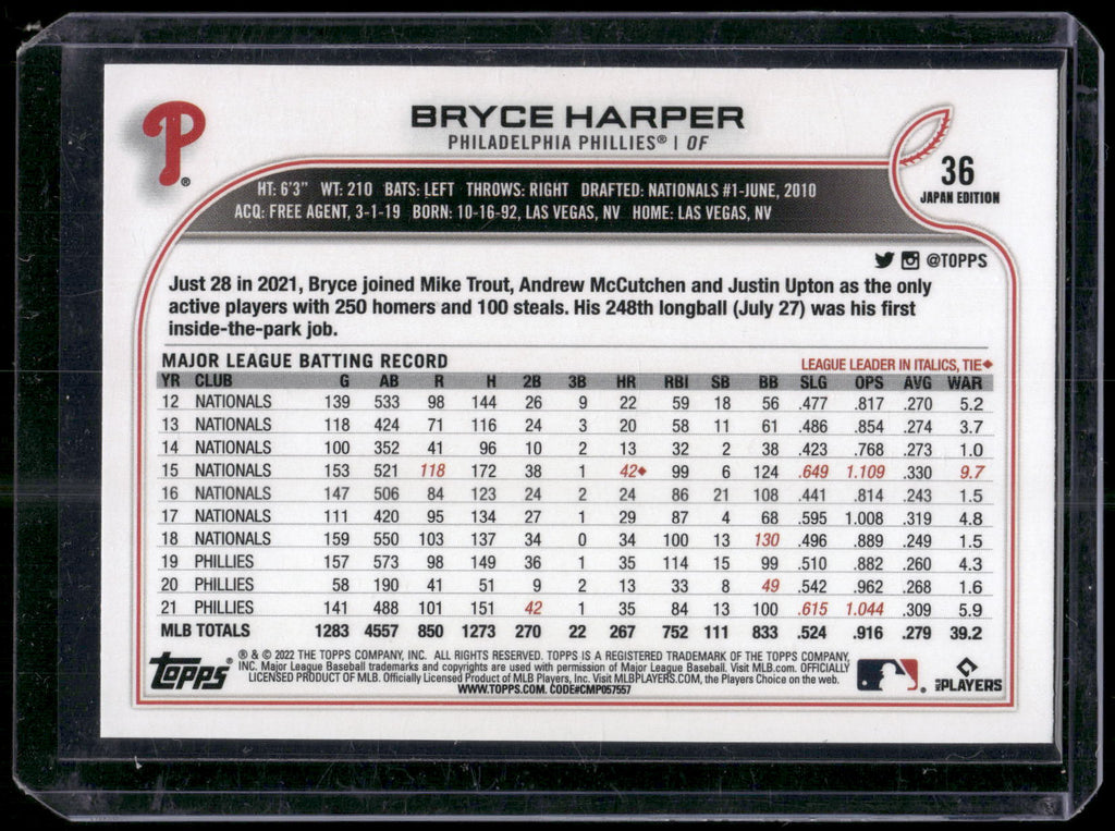 2022 Topps Japan Edition #36 Bryce Harper