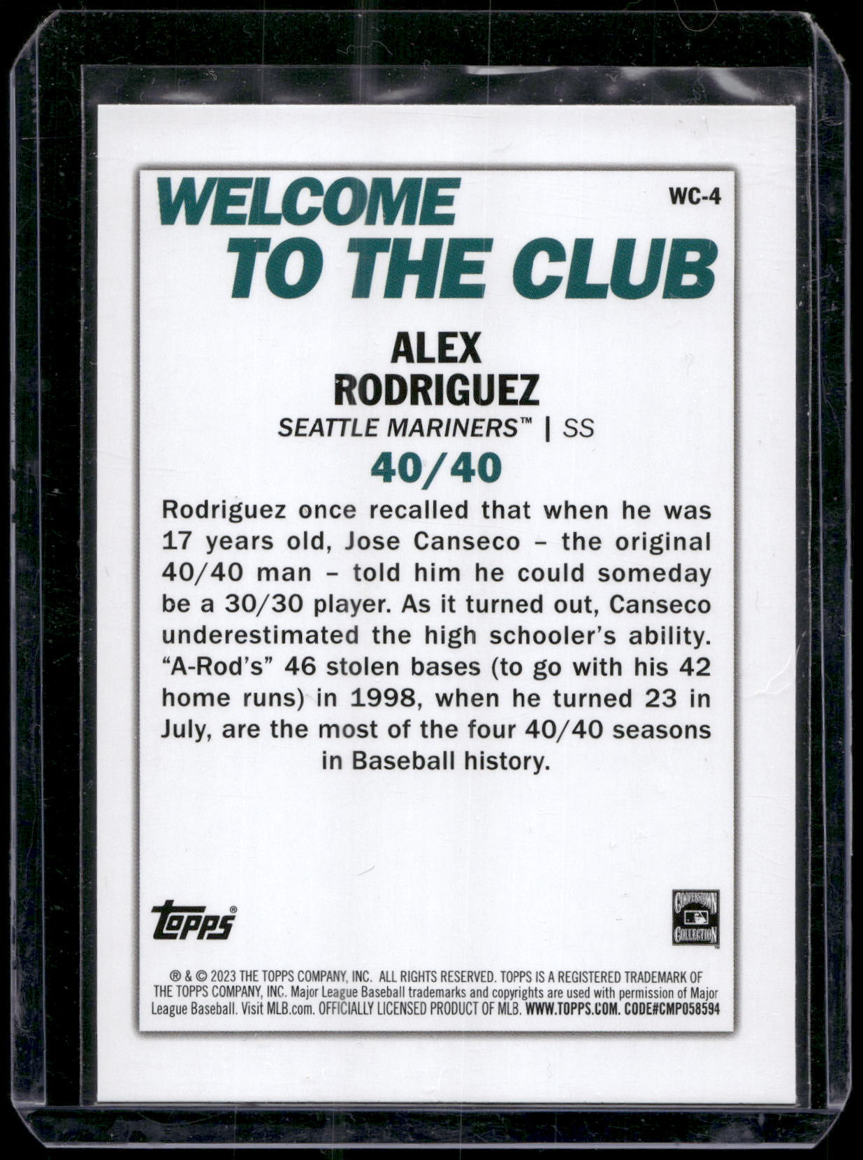 2023 Topps #WC-4 Alex Rodriguez Welcome to the Club