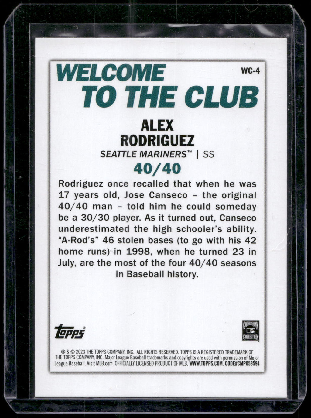 2023 Topps #WC-4 Alex Rodriguez Welcome to the Club