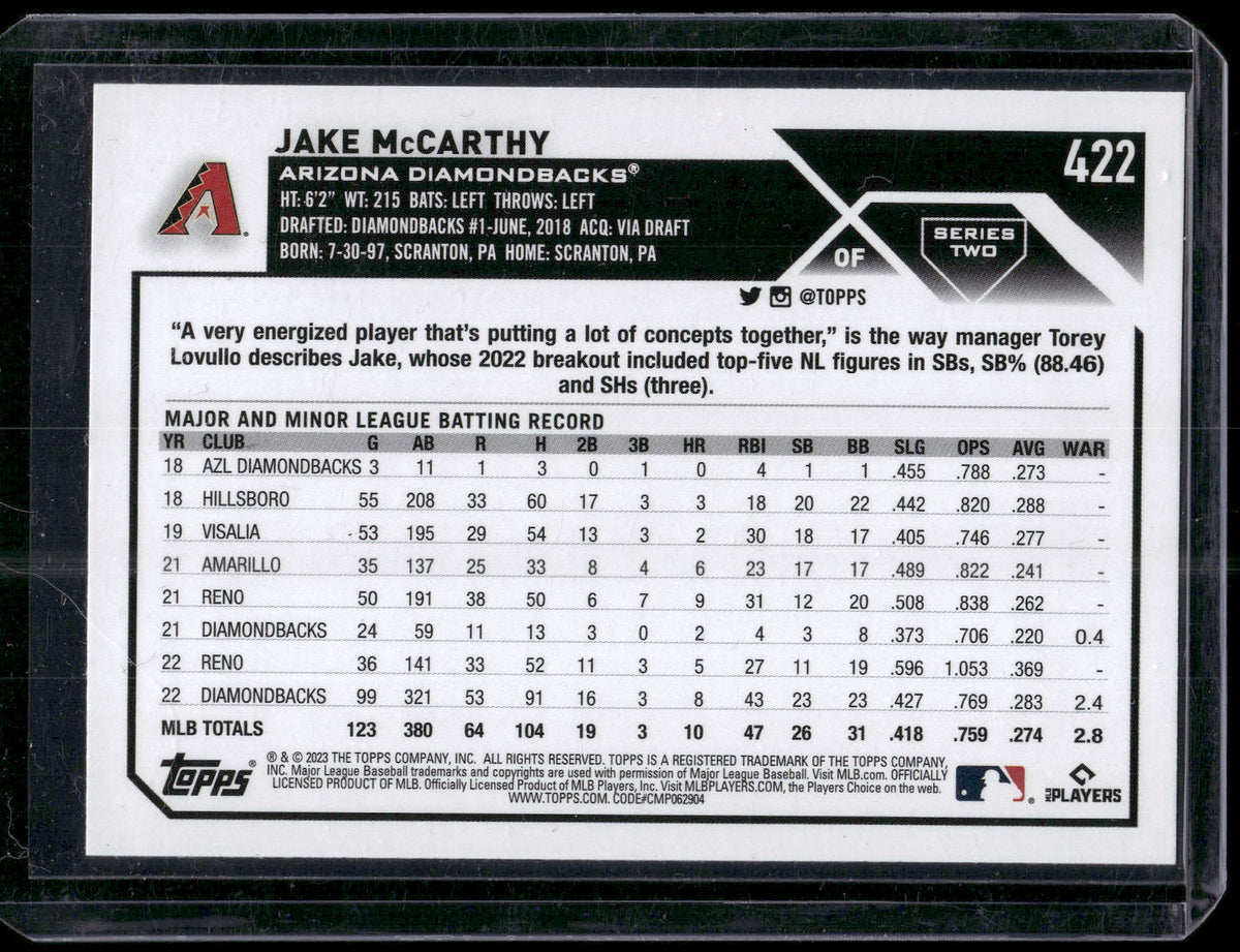 2023 Topps #422 Jake McCarthy Gold Foil