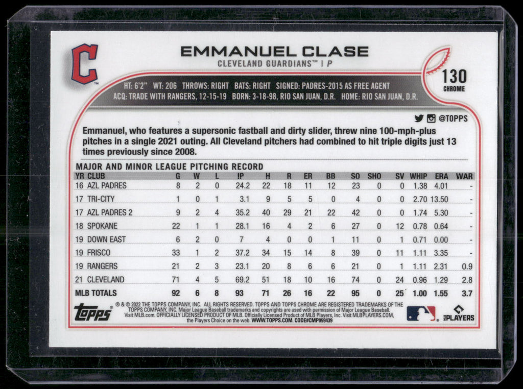 2022 Topps Chrome #130 Emmanuel Clase Refractor