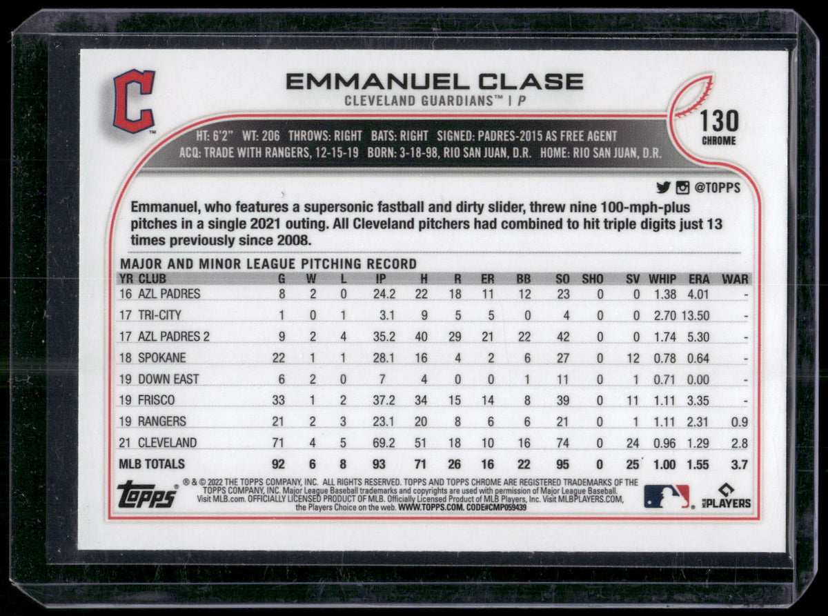 2022 Topps Chrome #130 Emmanuel Clase Refractor