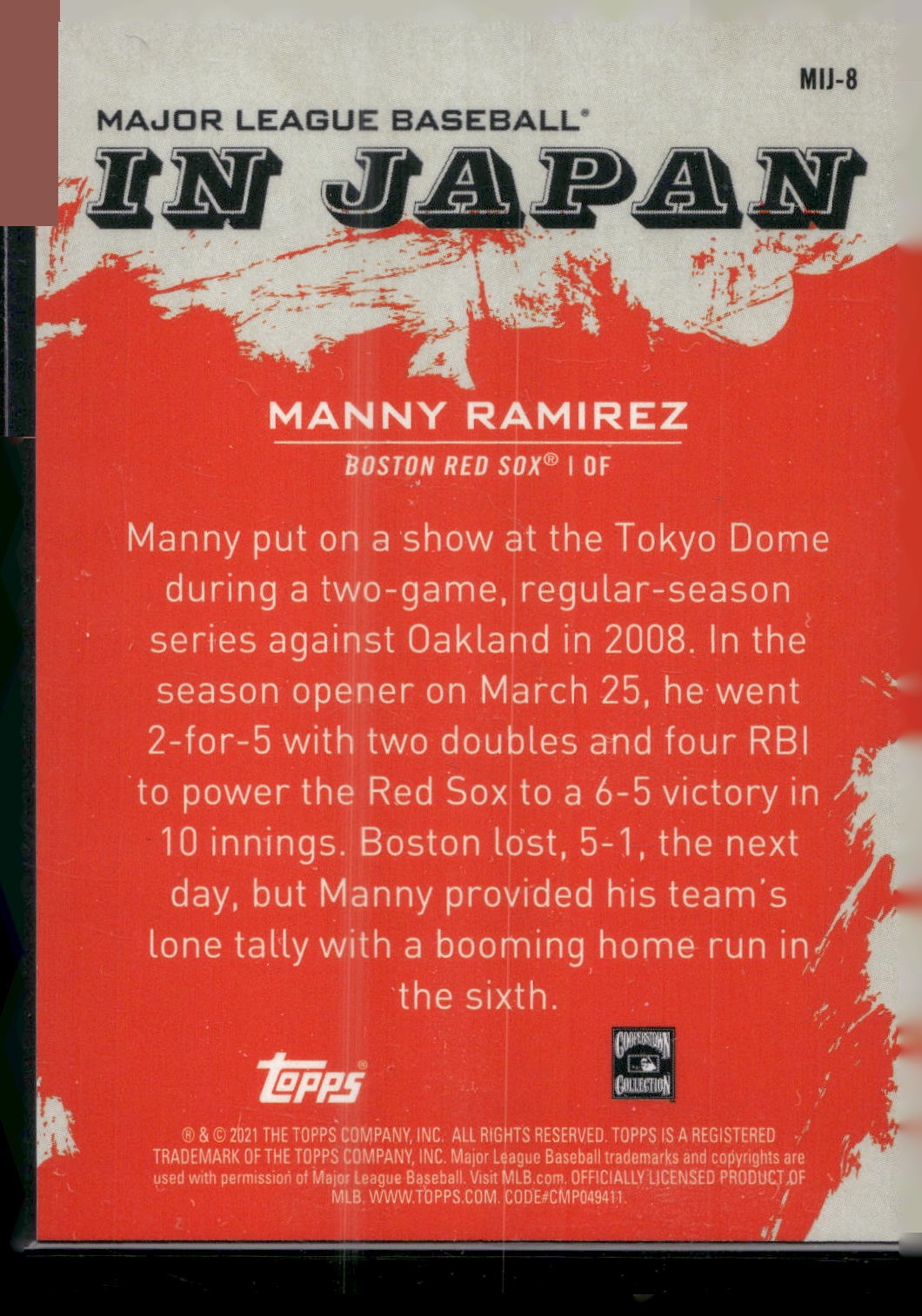 2021 Topps Japan Edition #MIJ-8 Manny Ramirez MLB in Japan