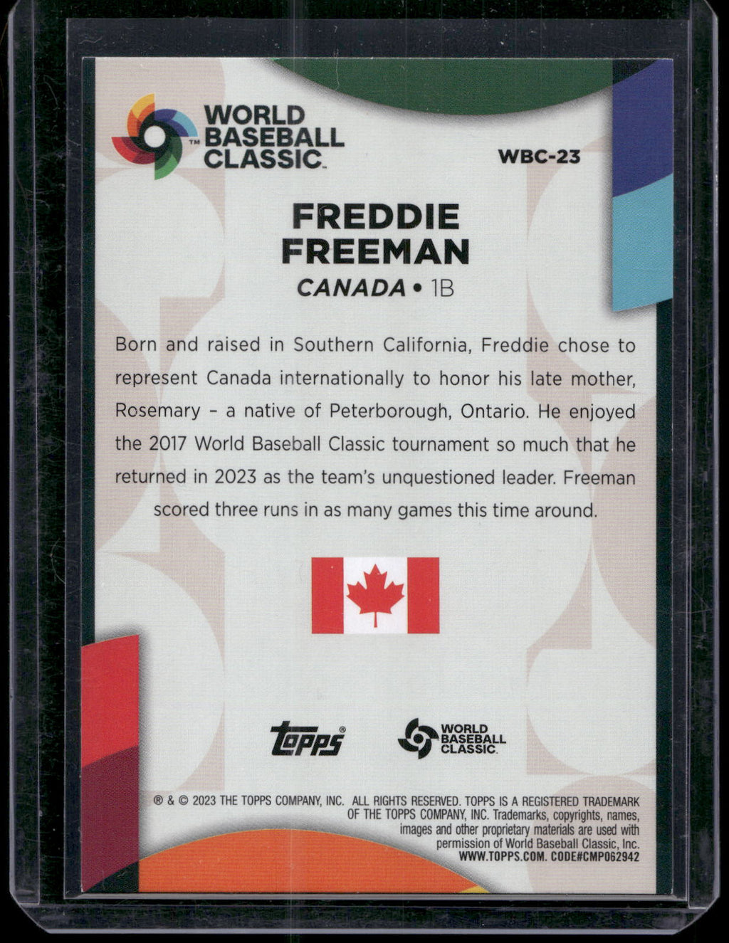 2023 Topps #WBC-23 Freddie Freeman 2023 World Baseball Classic Stars