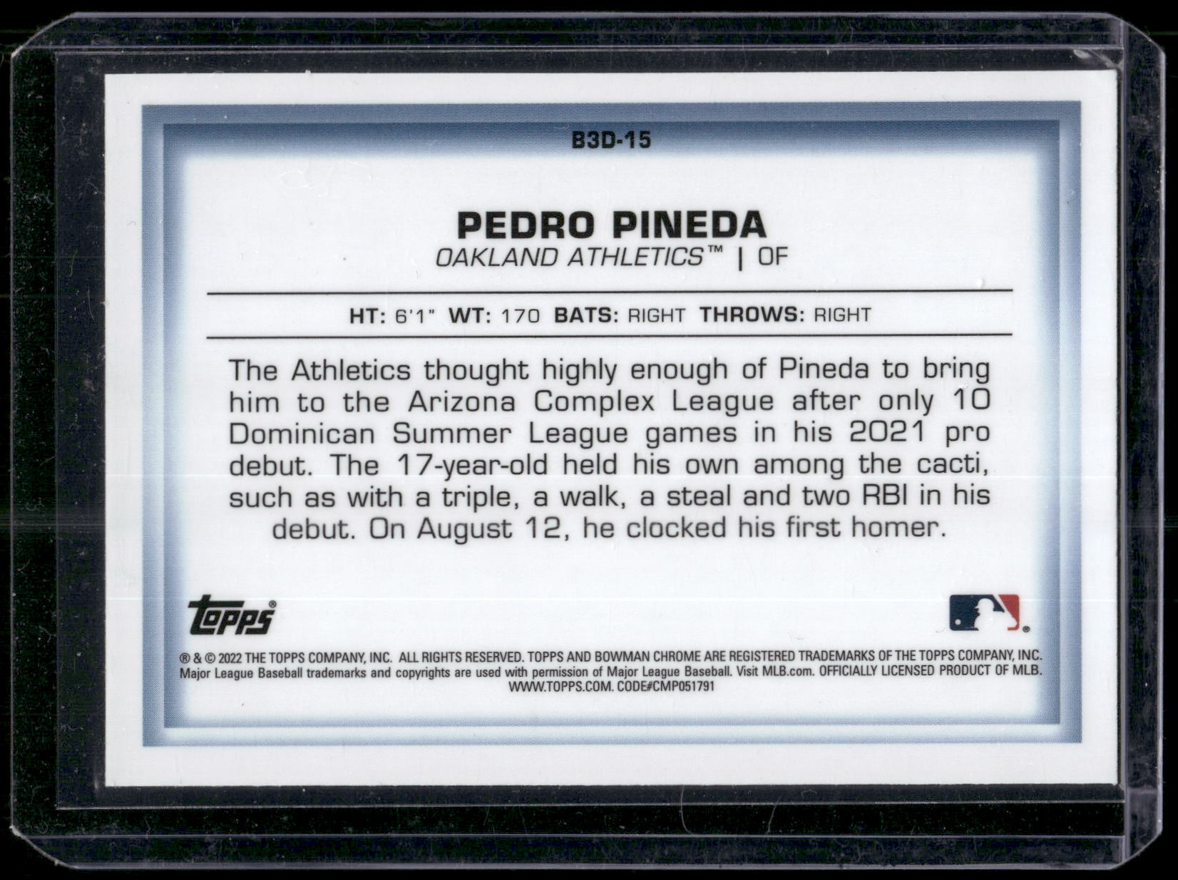 2022 Bowman #B3D-15 Pedro Pineda Bowman in 3D