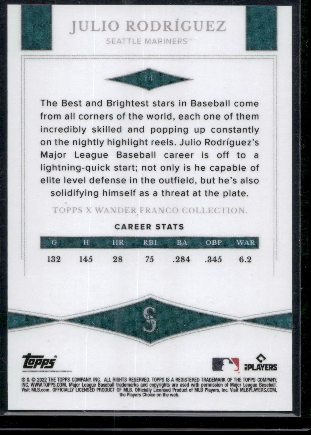 2022 Topps x Wander Franco #14 Julio Rodriguez