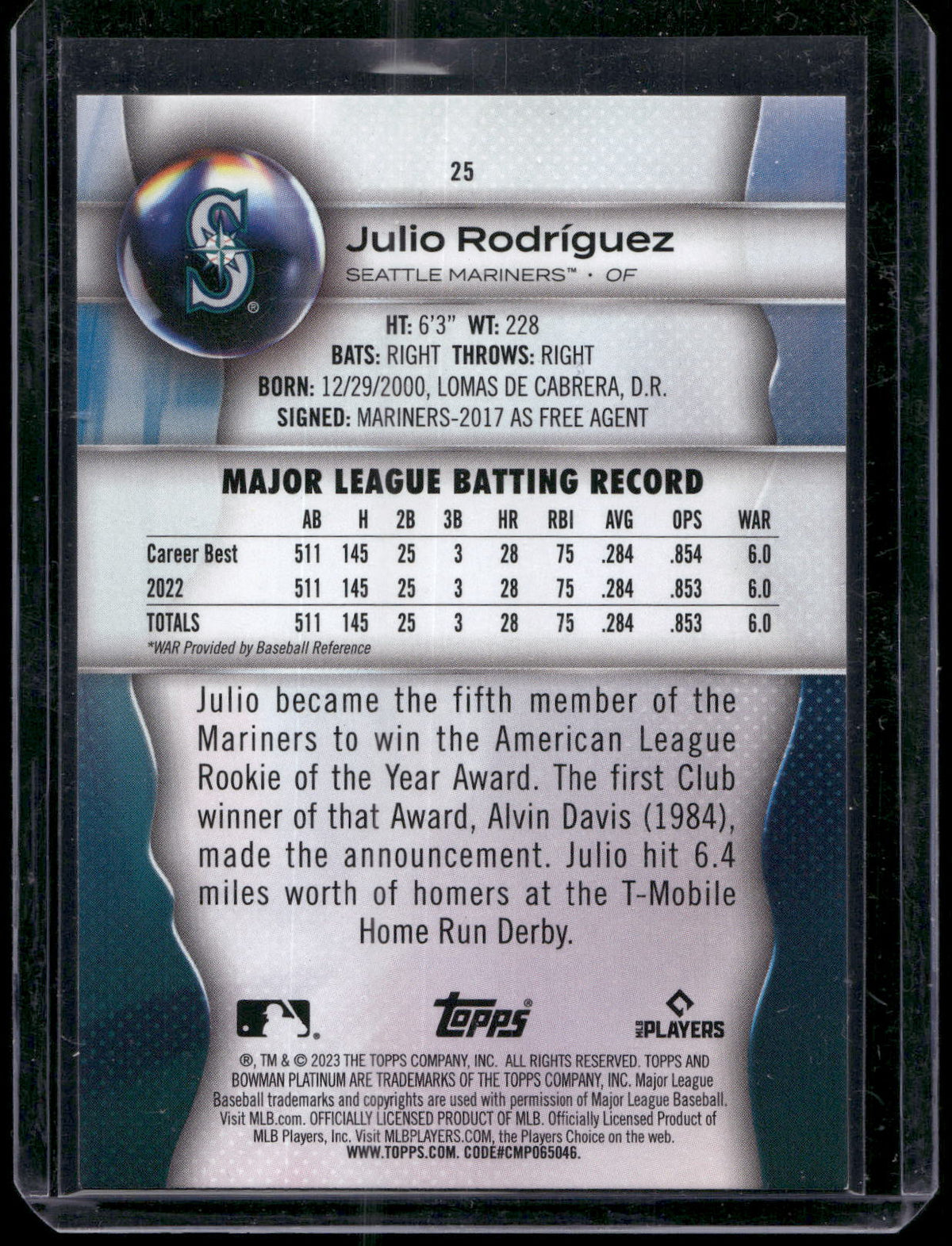 2023 Bowman Platinum #25 Julio Rodríguez