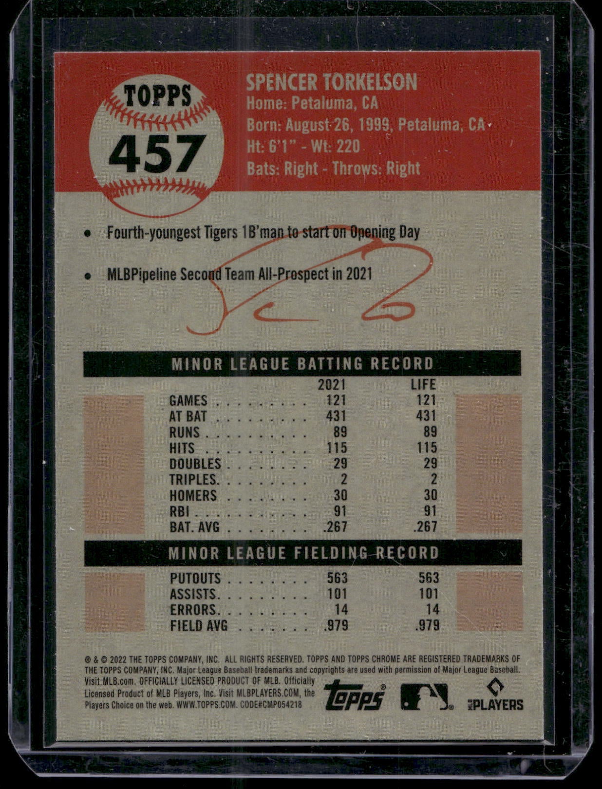 2022 Topps Chrome Platinum Anniversary #457 Spencer Torkelson Prism Refractor