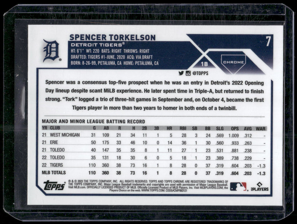 2023 Topps Chrome #7 Spencer Torkelson Refractors