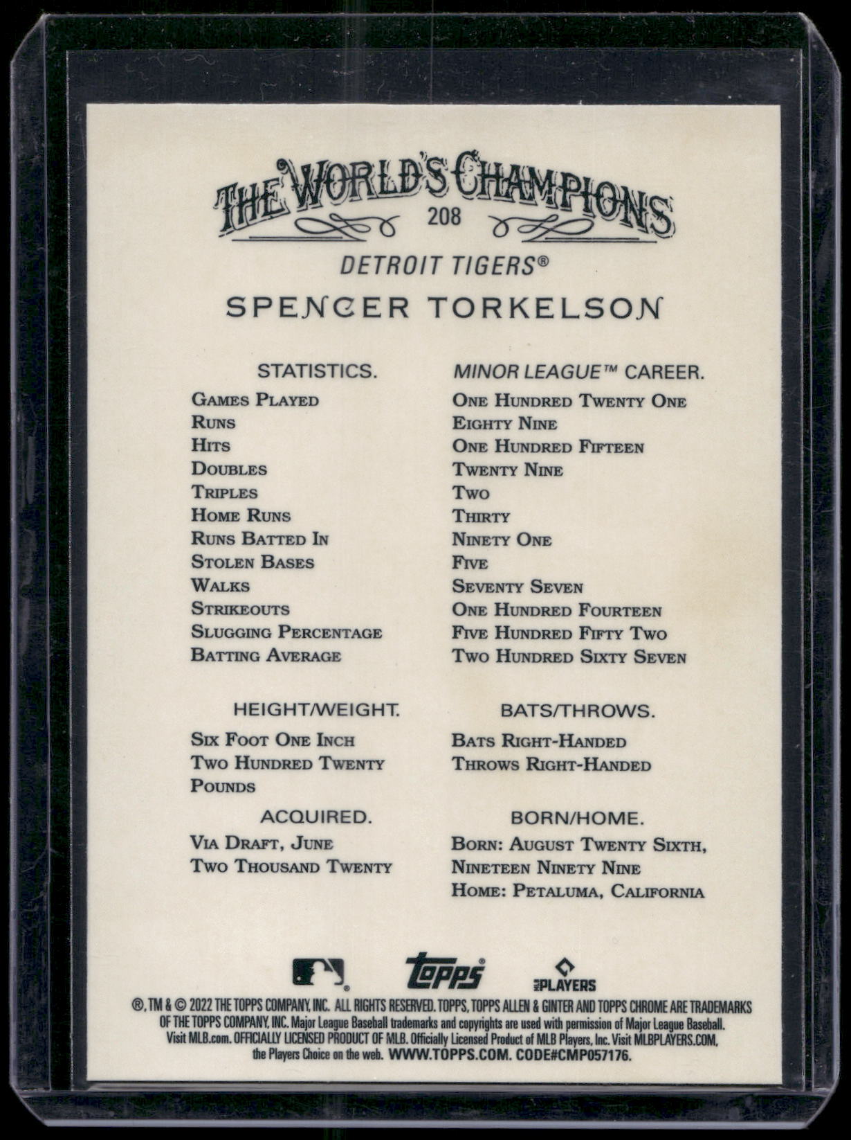 2022 Topps Allen & Ginter Chrome #208 Spencer Torkelson
