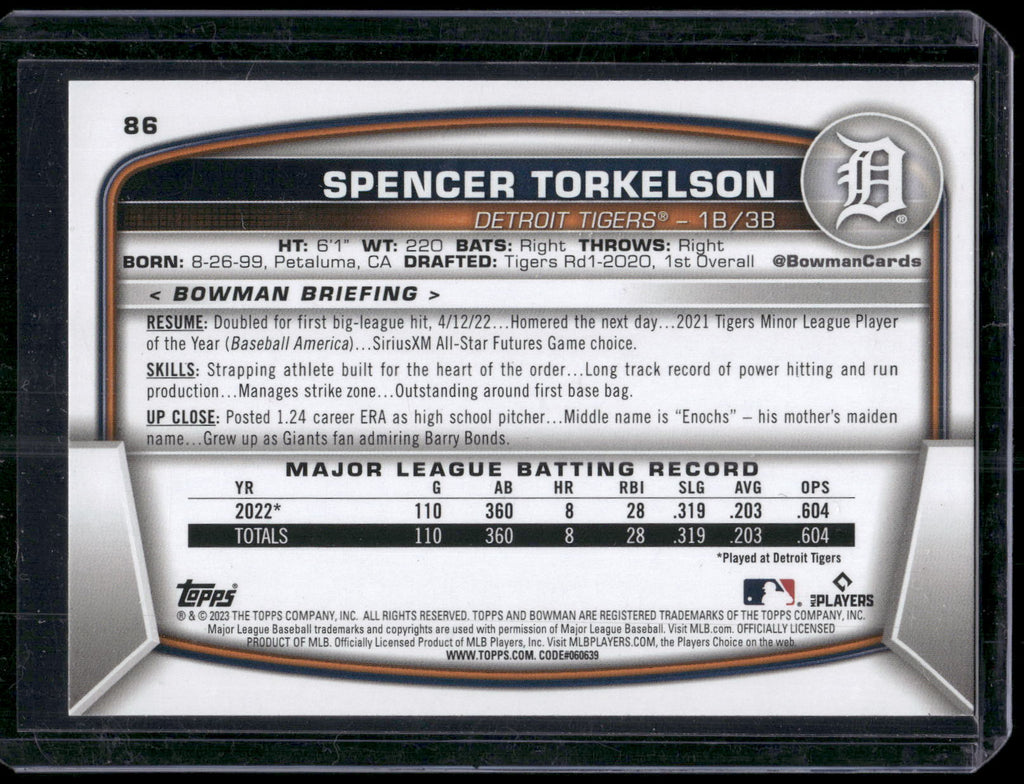 2023 Bowman #86 Spencer Torkelson