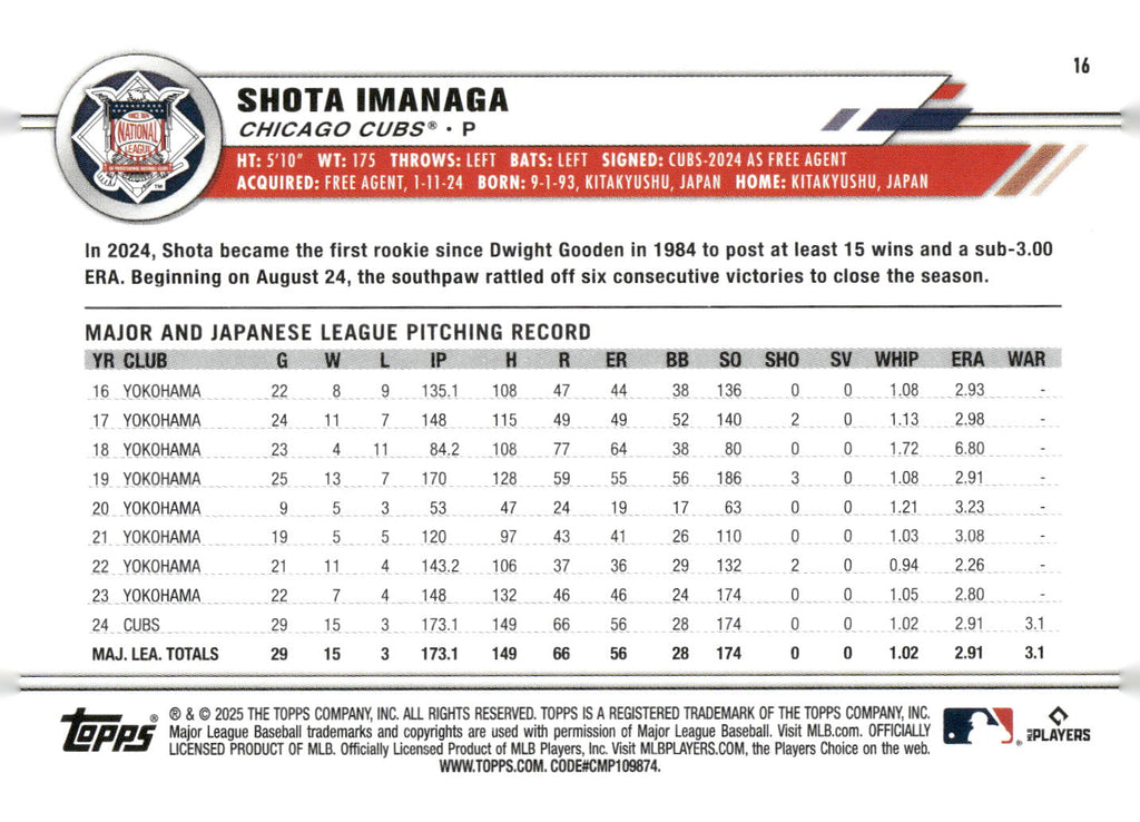 2025 Topps All-Star Game #16 Shota Imanaga