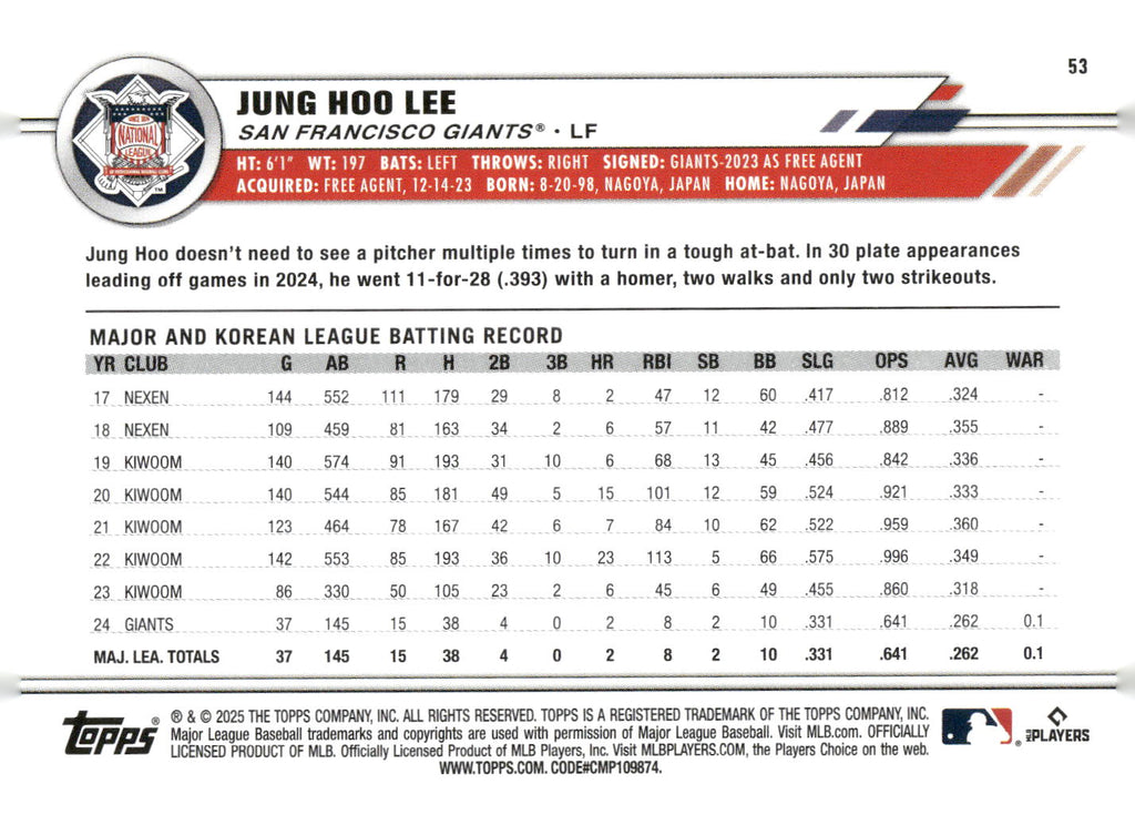 2025 Topps All-Star Game #53 Jung Hoo Lee