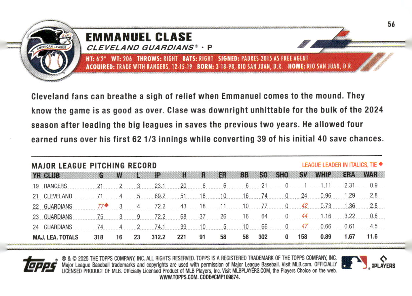 2025 Topps All-Star Game #56 Emmanuel Clase