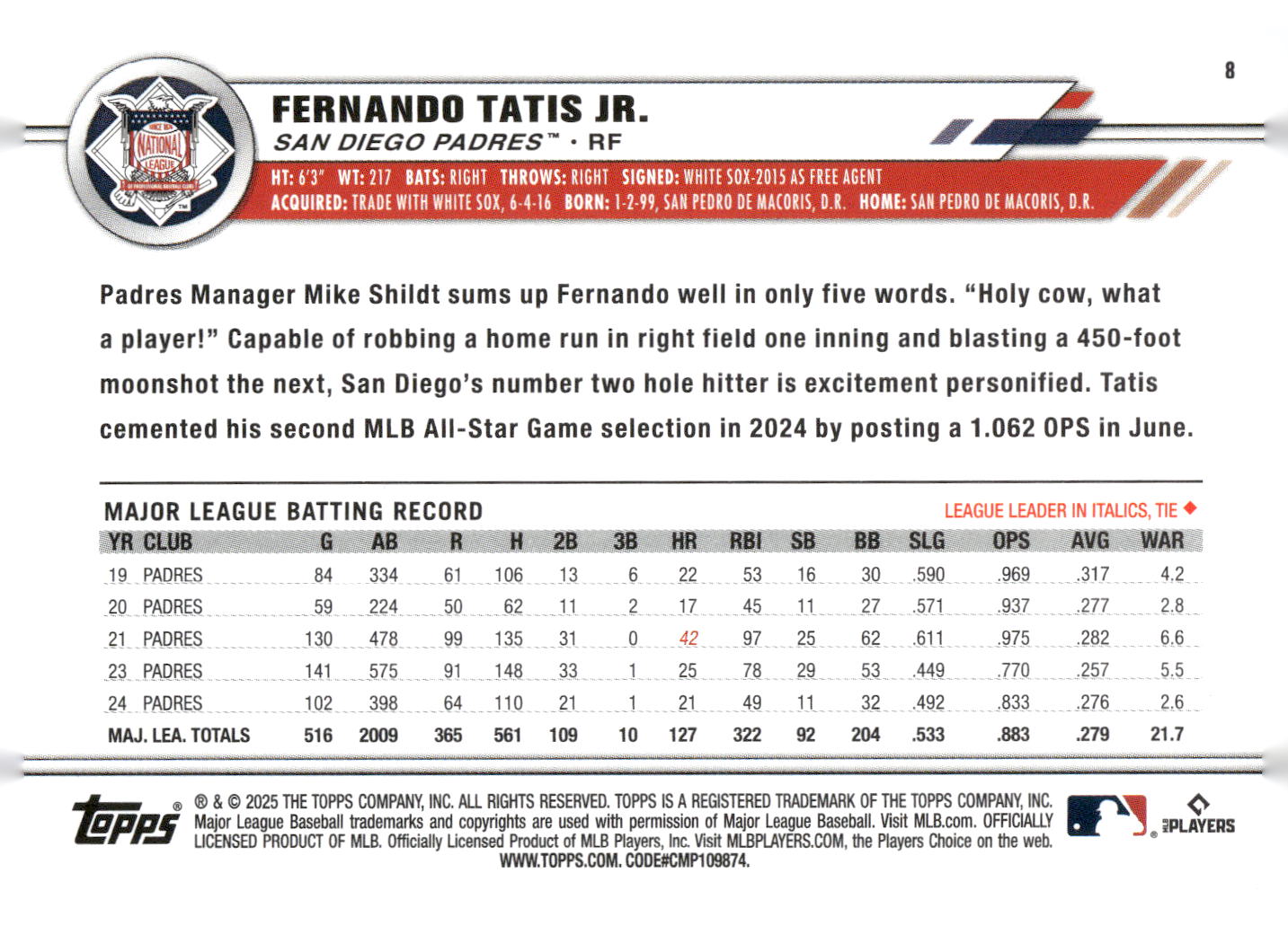 2025 Topps All-Star Game #8 Fernando Tatis Jr.