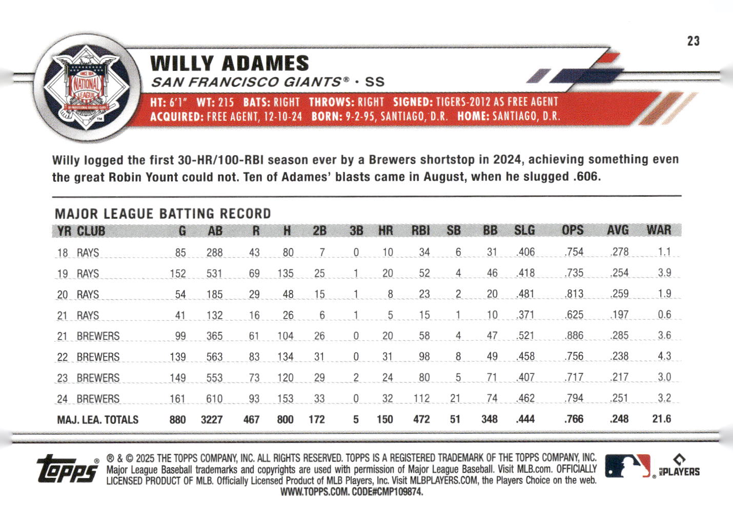 2025 Topps All-Star Game #23 Willy Adames