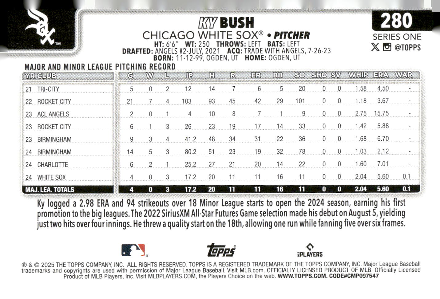 2025 Topps #280 Ky Bush