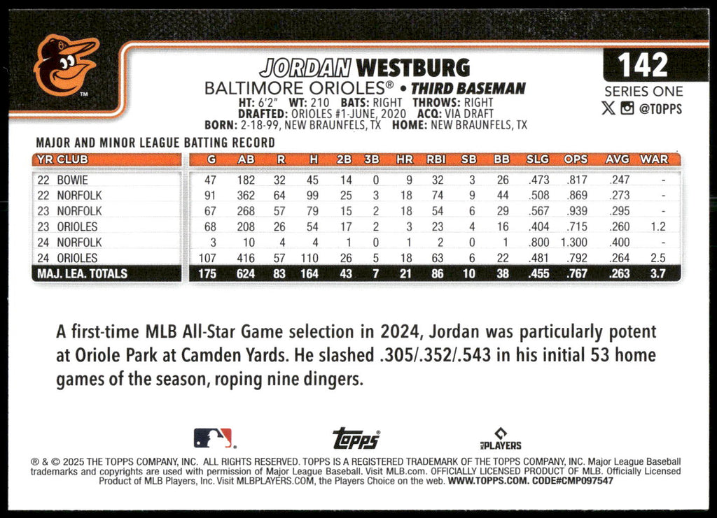 2025 Topps #142 Jordan Westburg