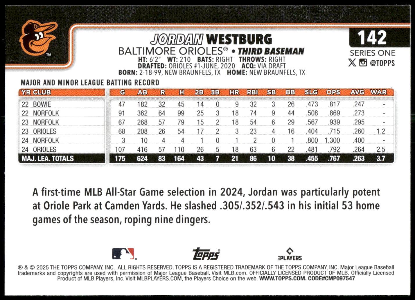 2025 Topps #142 Jordan Westburg