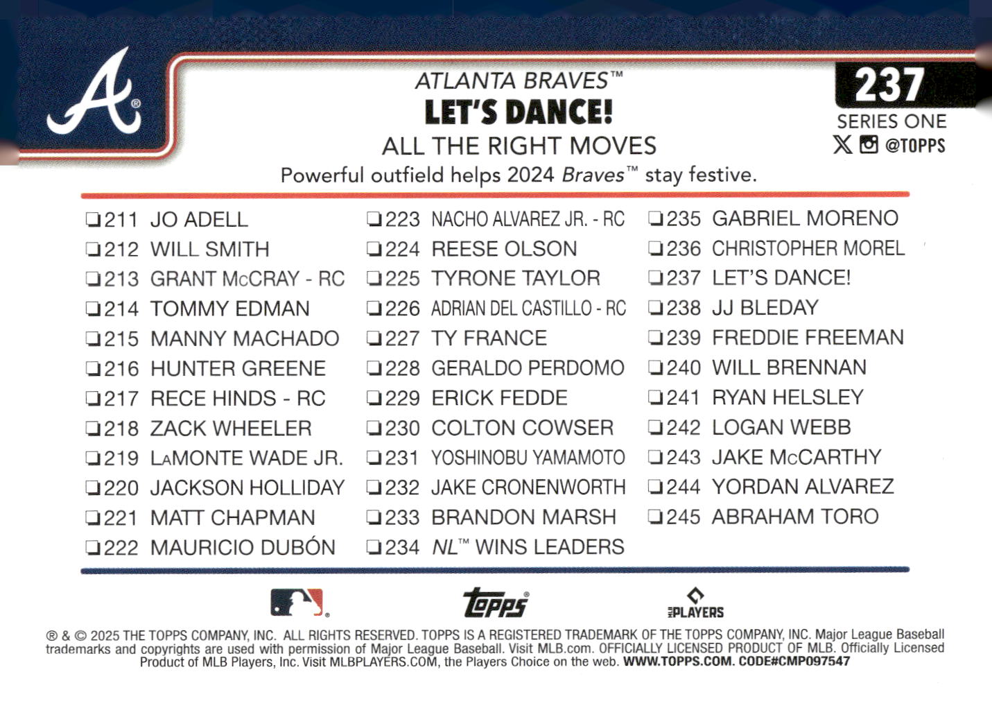 2025 Topps #237 Let’s Dance! All the Right Moves