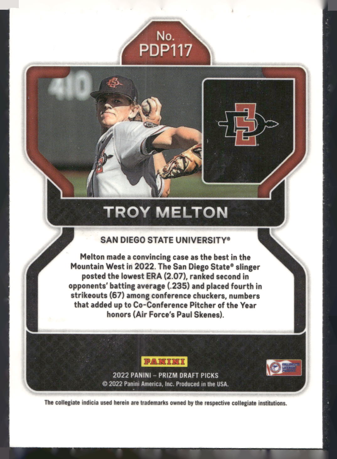 2022 Panini Prizm Draft Picks #PDP117 Troy Melton