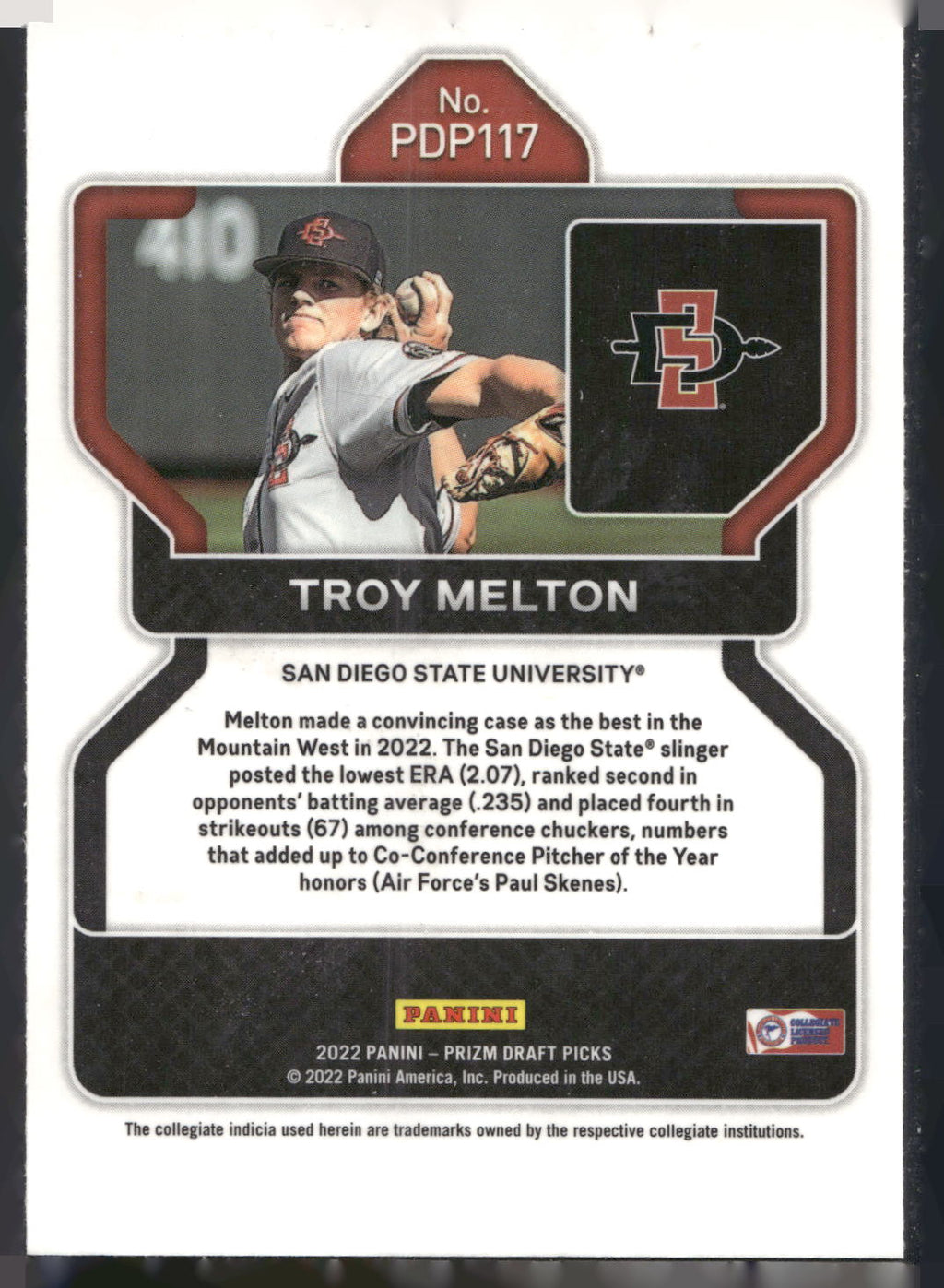 2022 Panini Prizm Draft Picks #PDP117 Troy Melton