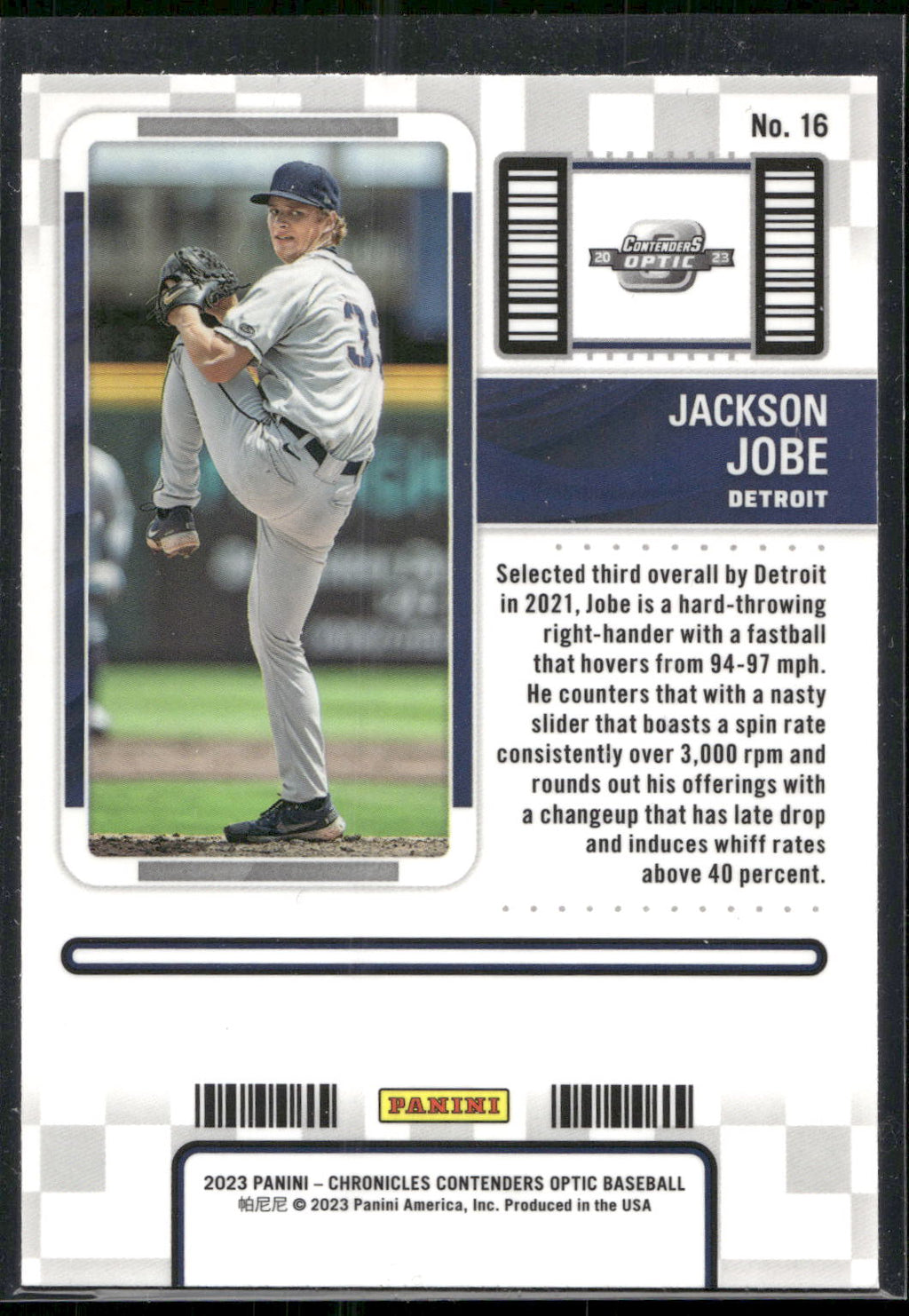 2023 Panini Chronicles - Contenders Optic #16 Jackson Jobe