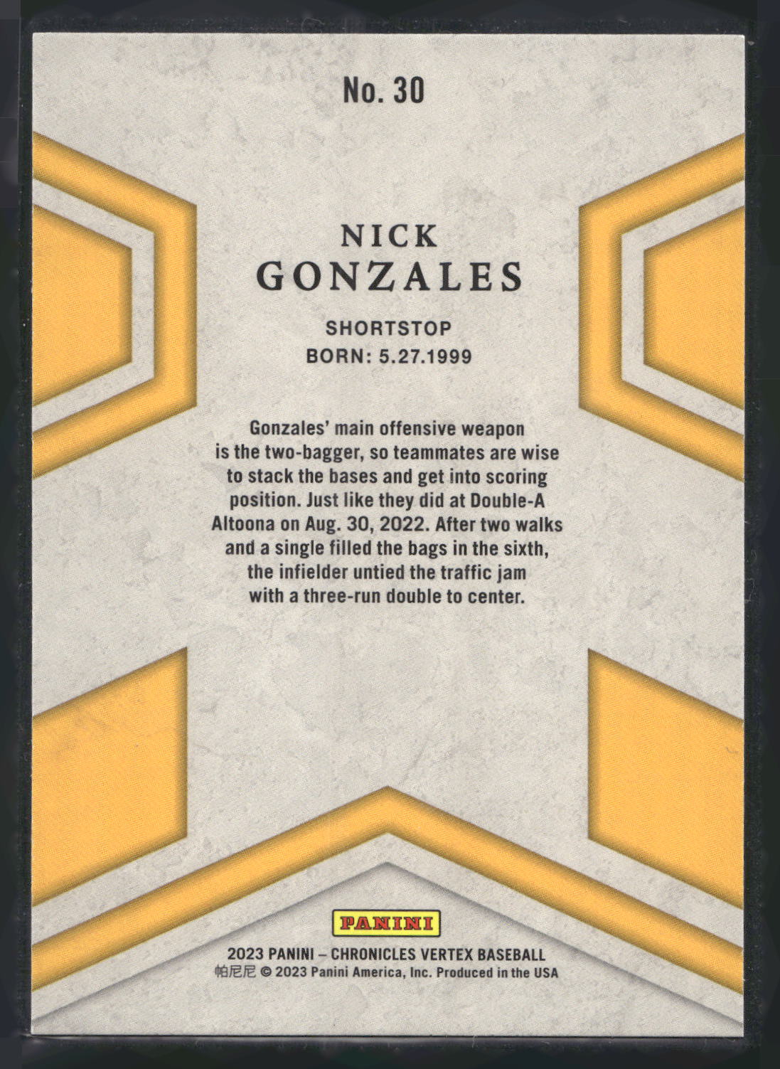 2023 Panini Chronicles - Vertex #30 Nick Gonzales