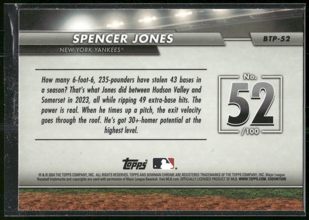 2024 Bowman #BTP-52 Spencer Jones Bowman Scouts' Top 100