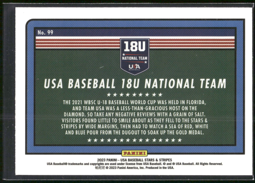 2023 Panini Stars & Stripes USA Baseball #99 18U National Team