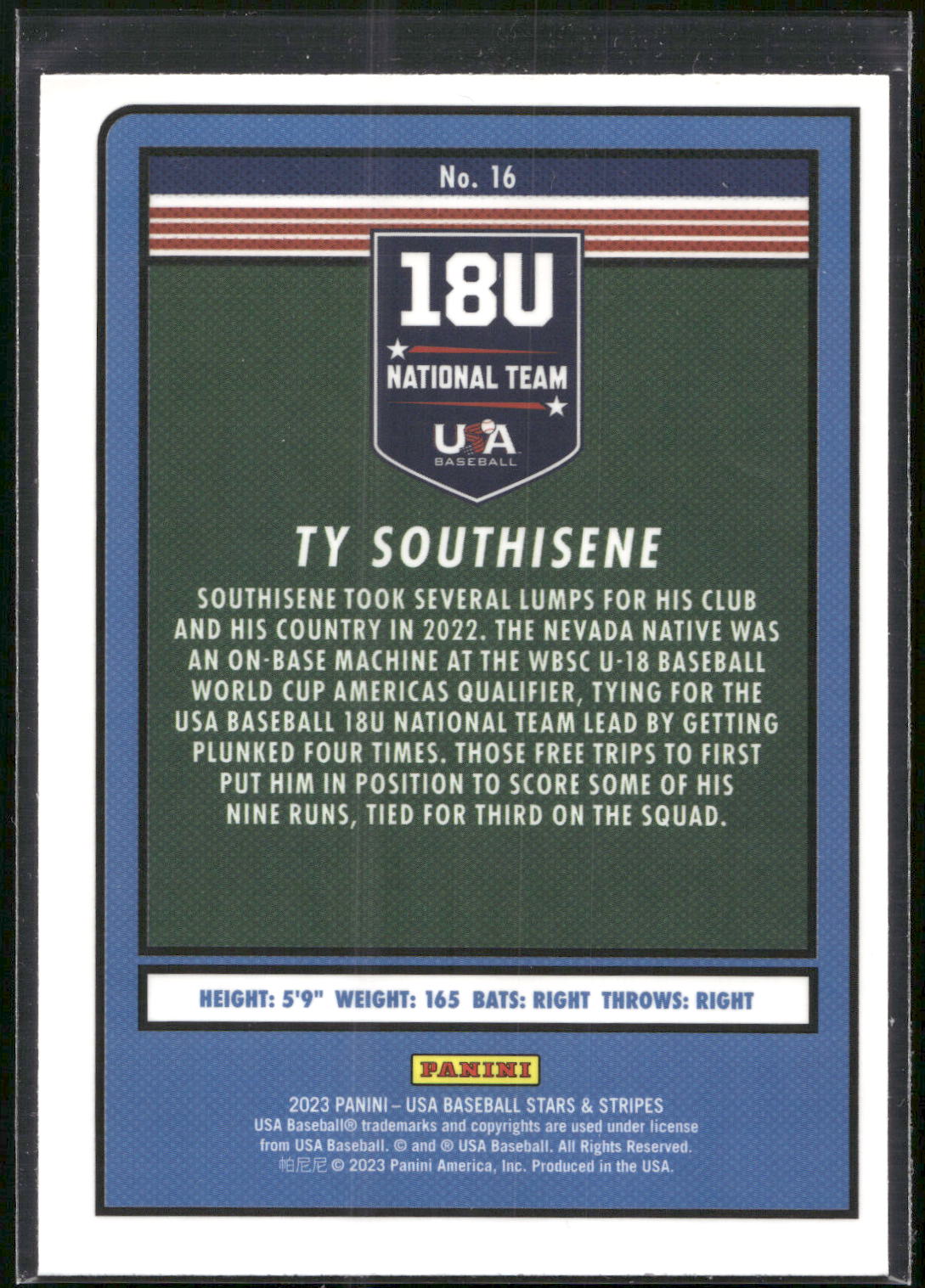2023 Panini Stars & Stripes USA Baseball #16 Ty Southisene