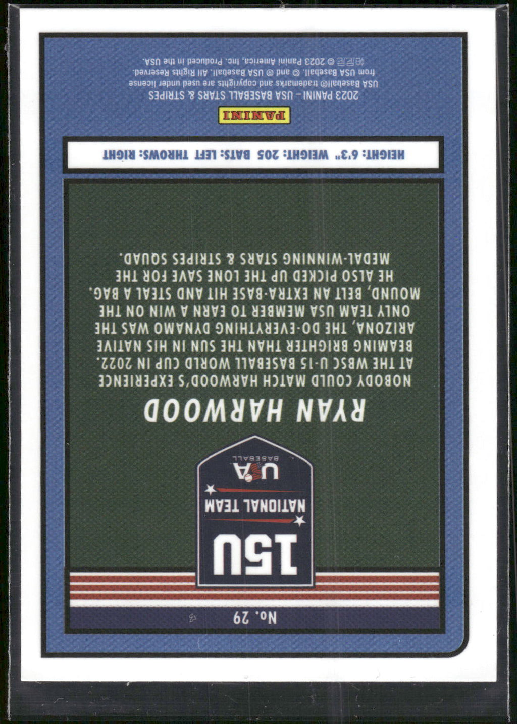 2023 Panini Stars & Stripes USA Baseball #29 Ryan Harwood