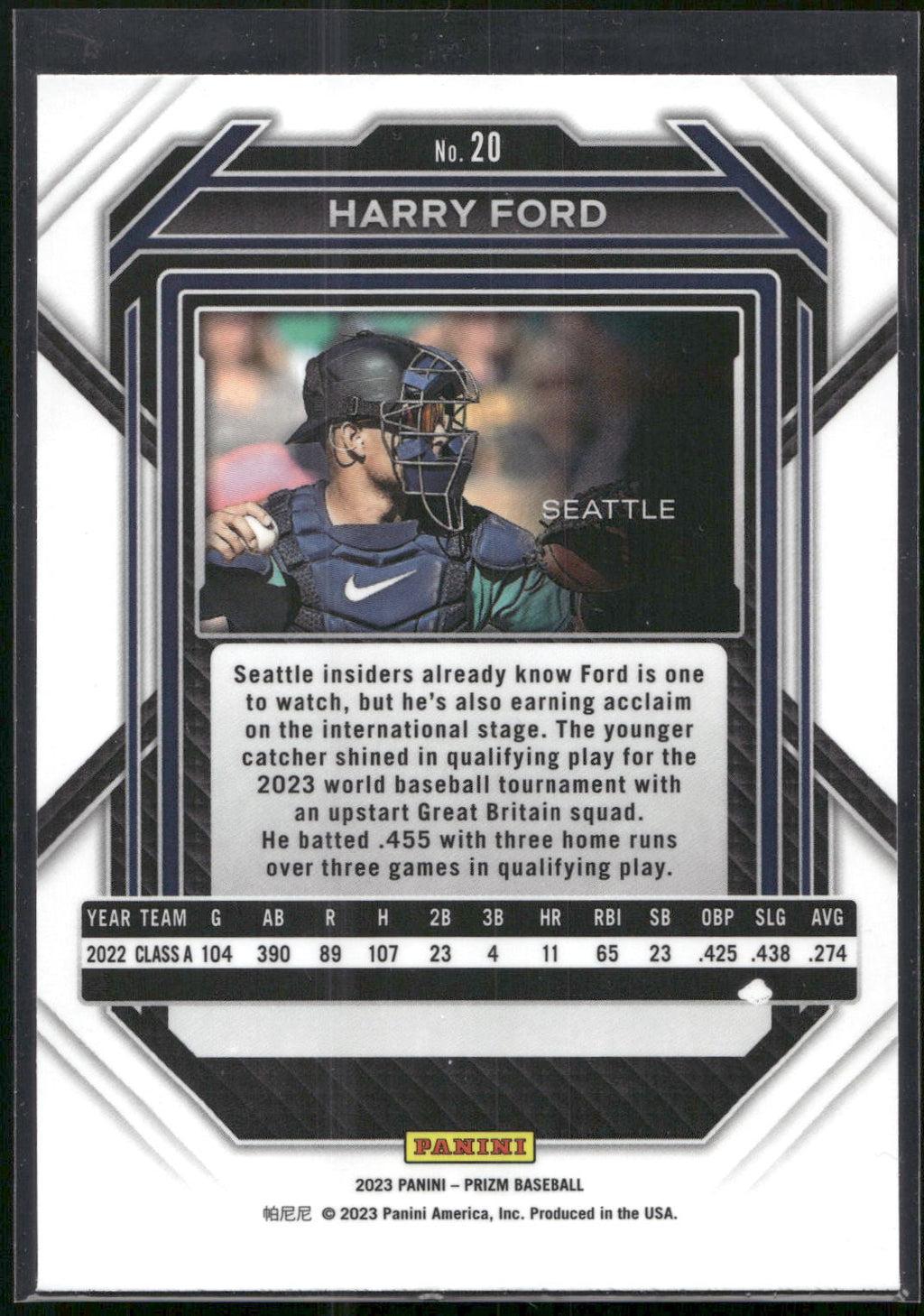 2023 Panini Prizm #20 Harry Ford Silver Prizms