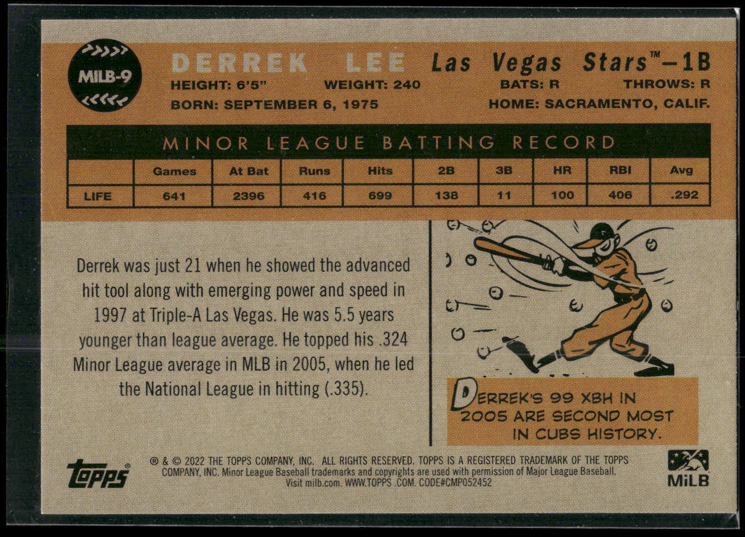 2022 Topps Pro Debut #MILB-9 Derrek Lee MiLB Legends