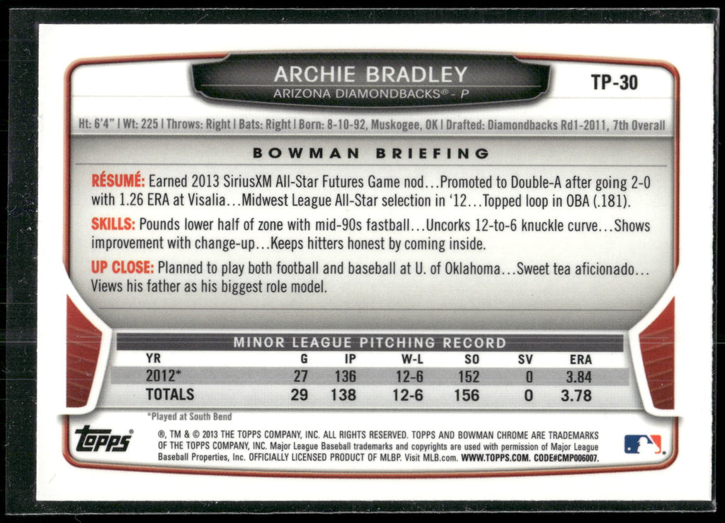 2013 Bowman Chrome #BCP124 Dan Langfield Prospects