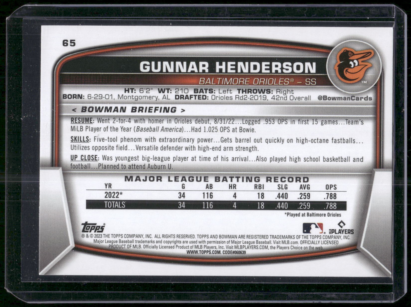 2023 Bowman #65 Gunnar Henderson