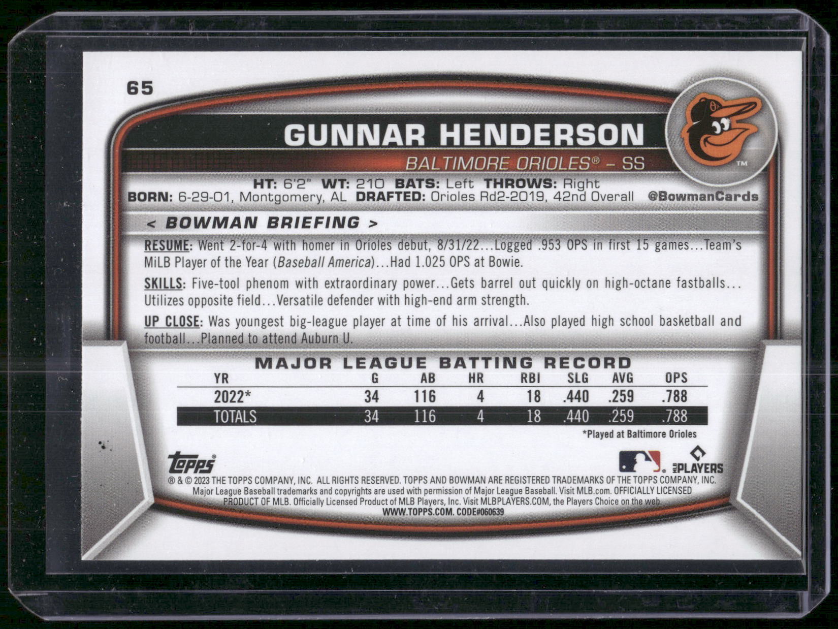 2023 Bowman #65 Gunnar Henderson