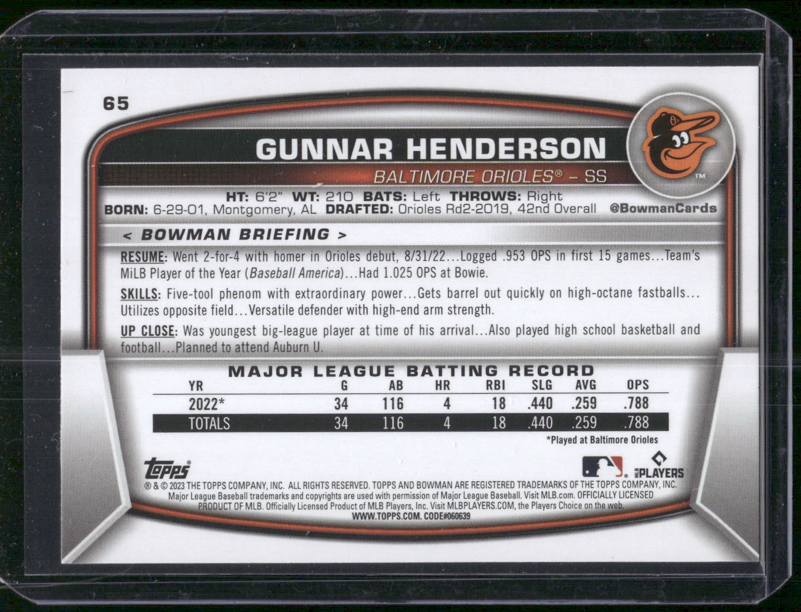 2023 Bowman #65 Gunnar Henderson