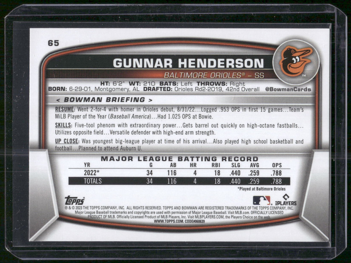 2023 Bowman #65 Gunnar Henderson