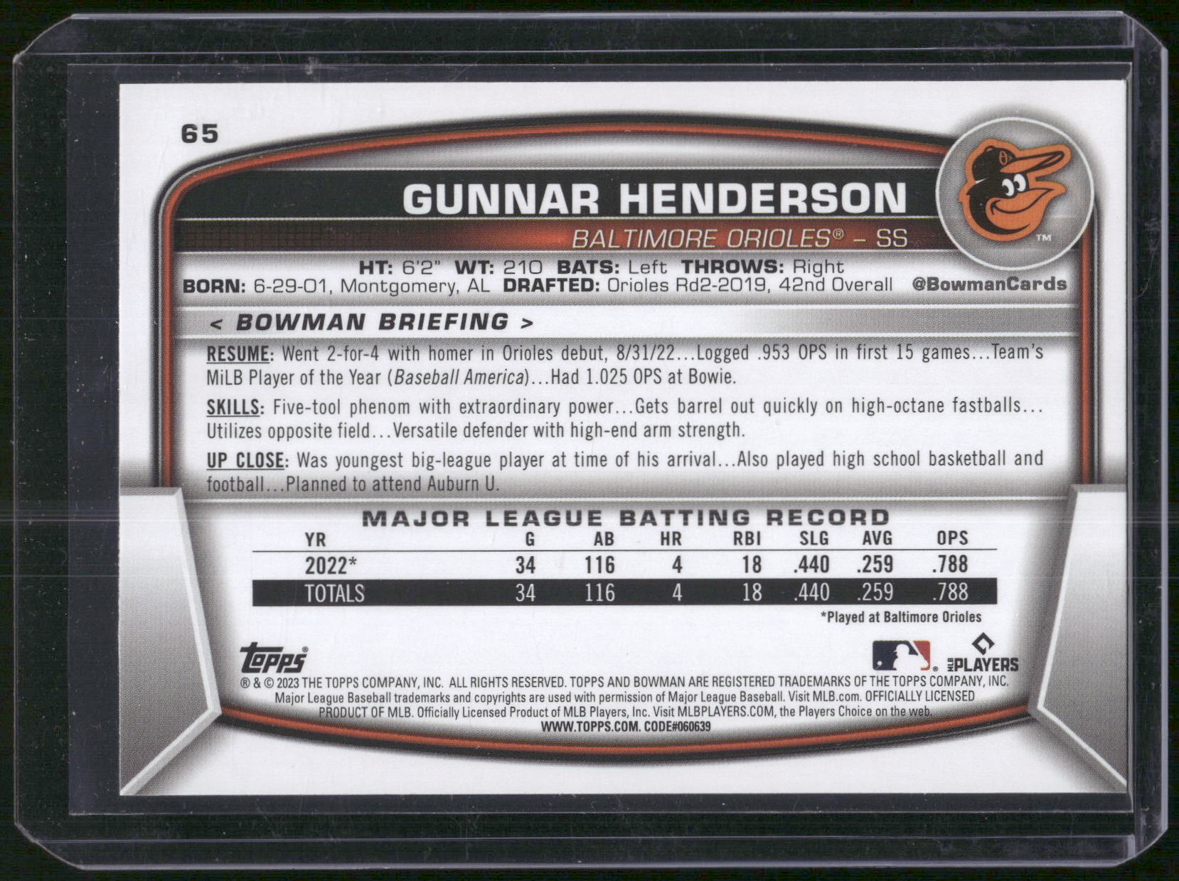 2023 Bowman #65 Gunnar Henderson