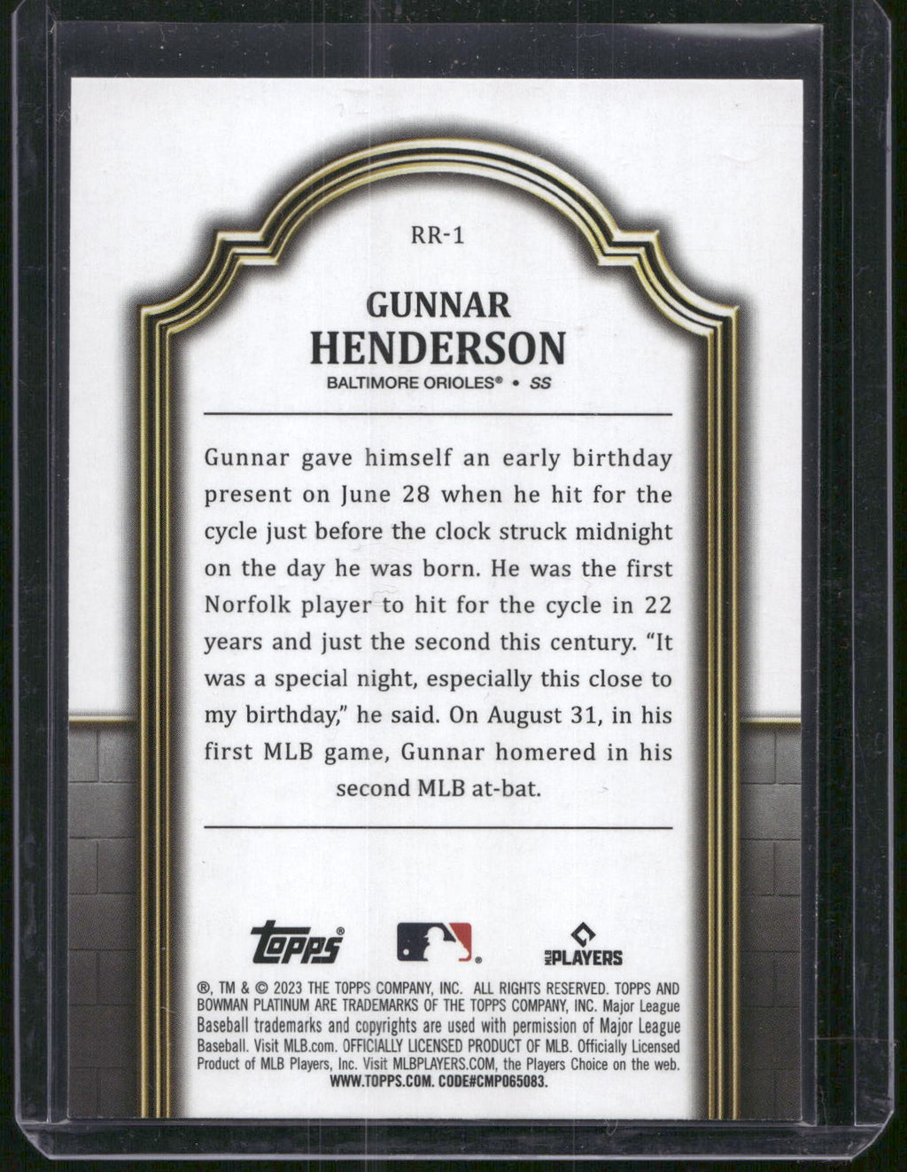 2023 Bowman Platinum #RR-1 Gunnar Henderson Renowned Rookies