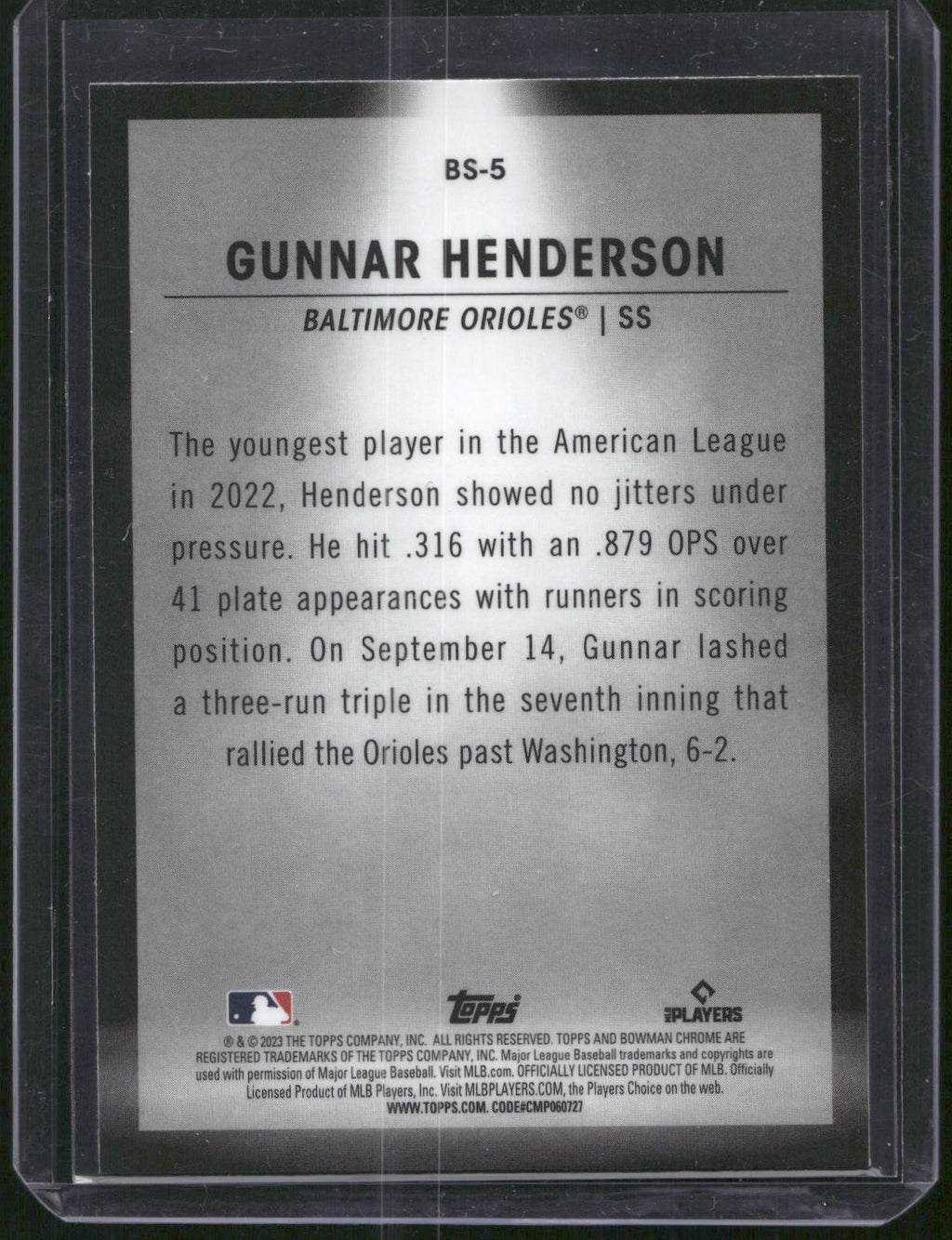 2023 Bowman #BS-5 Gunnar Henderson Bowman Spotlights
