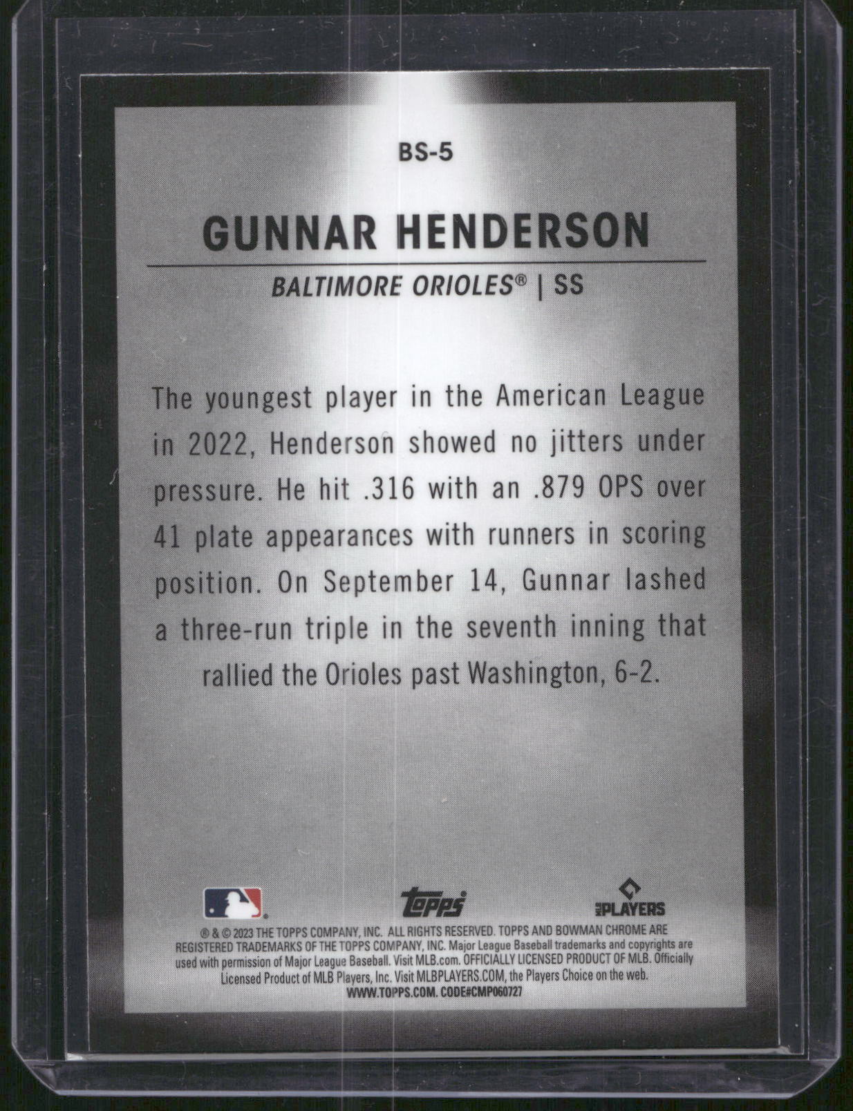 2023 Bowman #BS-5 Gunnar Henderson Bowman Spotlights