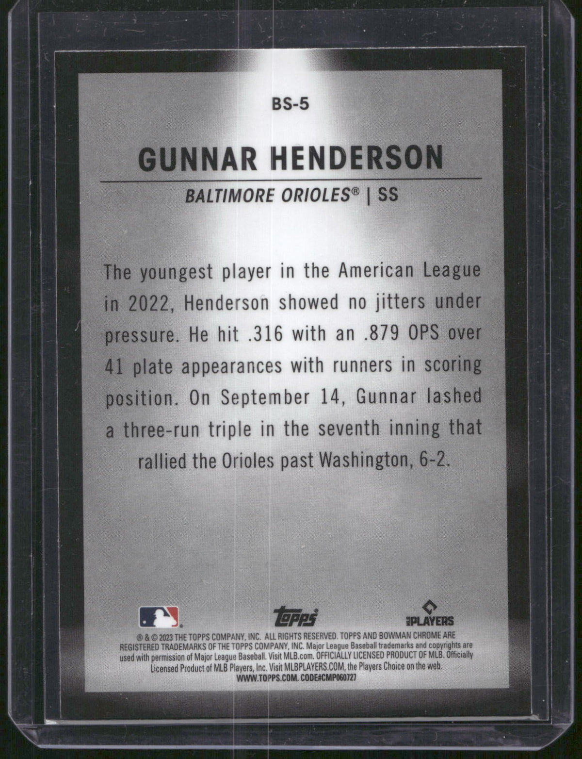 2023 Bowman #BS-5 Gunnar Henderson Bowman Spotlights