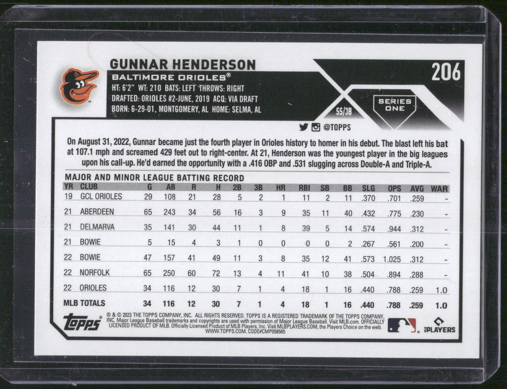 2023 Topps #206 Gunnar Henderson All-Star Game